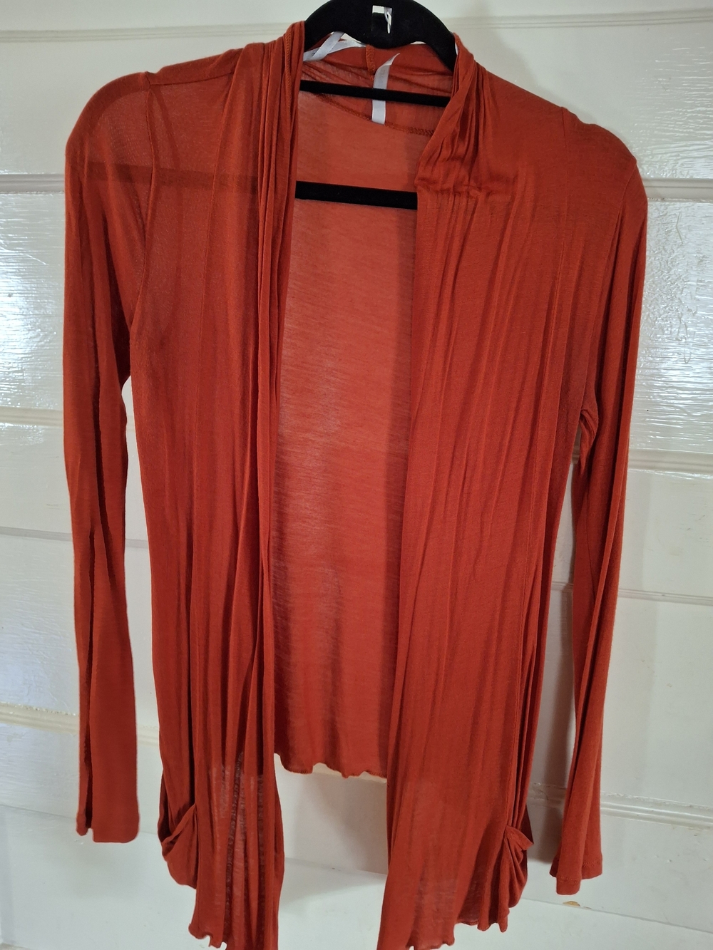 Zinga Burnt Orange Draped Open Front Cardigan Size Small (MIS 552)